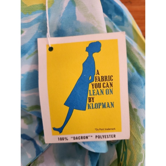 70s Deadstock Carol Brent‎ Blue, Green, and Yellow Day Dress - Picture 6 of 7